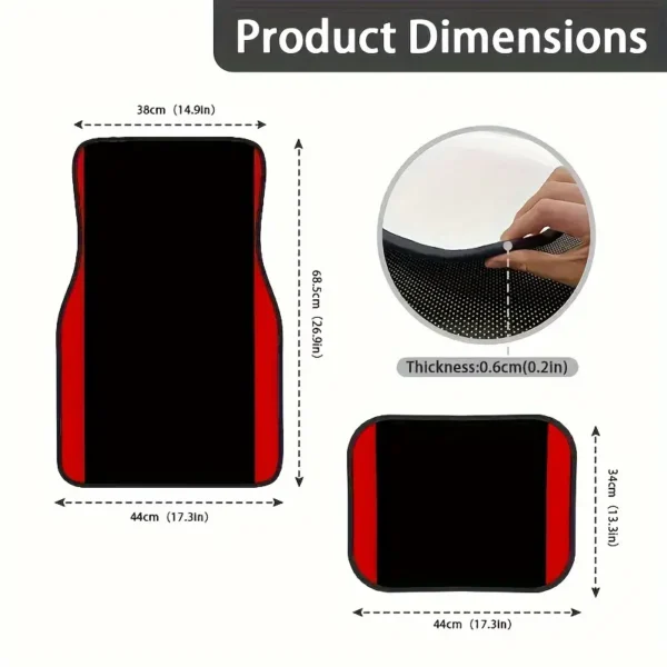 Set of 4 Red Vertical Striped Car Floor Mats