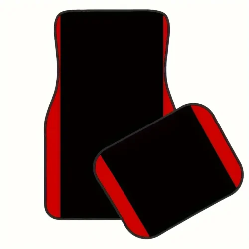 Set of 4 Red Vertical Striped Car Floor Mats